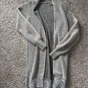 Women's Black & White Open-Front Sweater